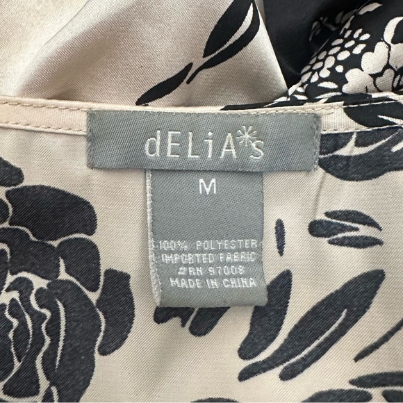 dELiA*s Cream and Black Floral Kimono Style Dress size M - Picture 3 of 7